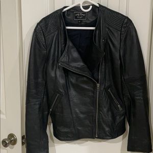 Black leather motto jacket